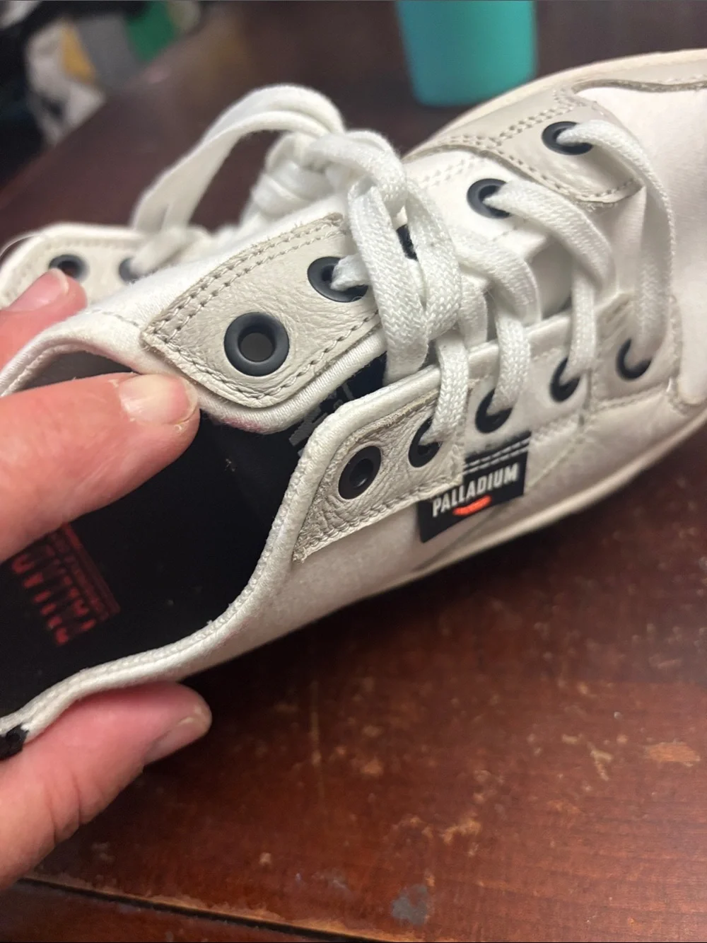 White palladium chunky sole 7 woman’s tennis shoes cloth leather walking preppy
